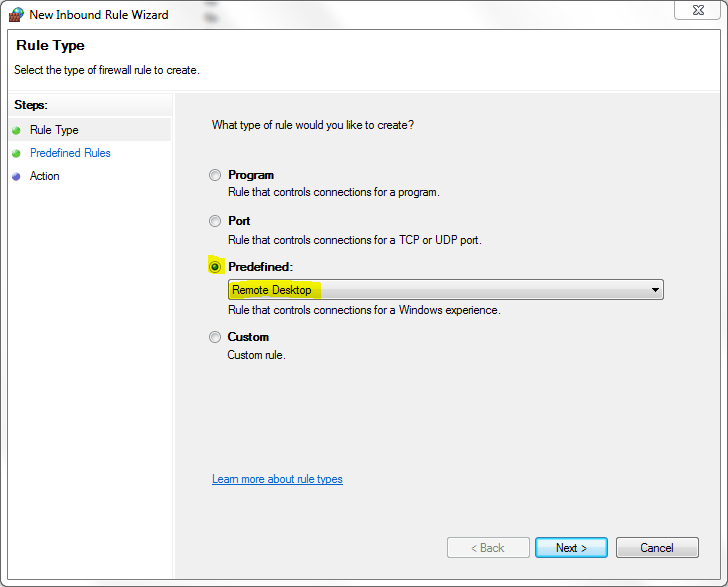 New Inbound Rule Wizard