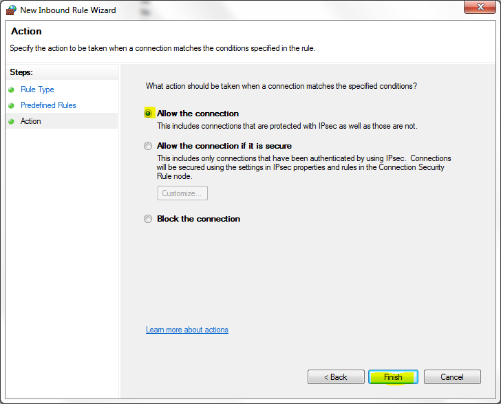New Inbound Rule Wizard
